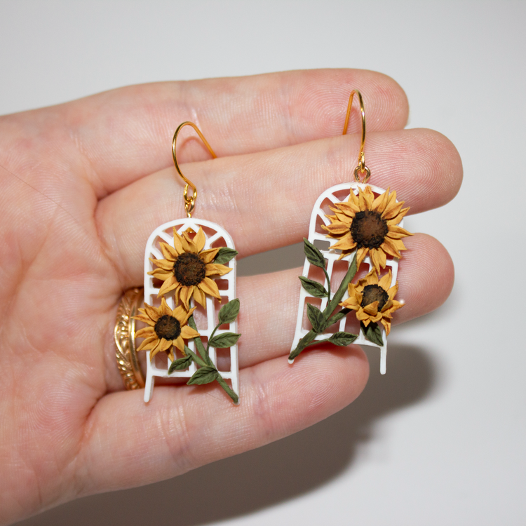 Sunflower Trellis Earrings | July Mini-Drop