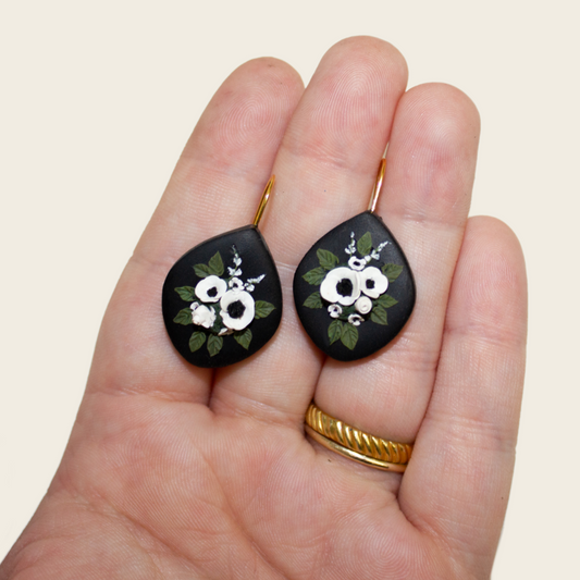 13- Black Poppy Bouquet Earrings