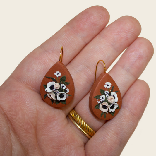 18- Terracotta Teardrop Bouquet Earrings