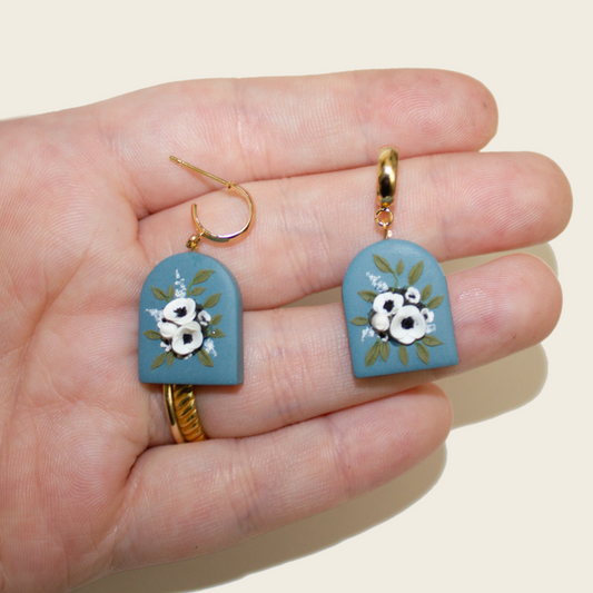 19- Steel Blue Mini Arch Earrings