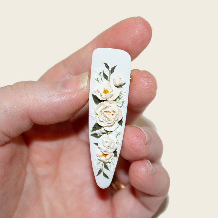 17 | Powder Blue | Peony + Rose Hair Clip