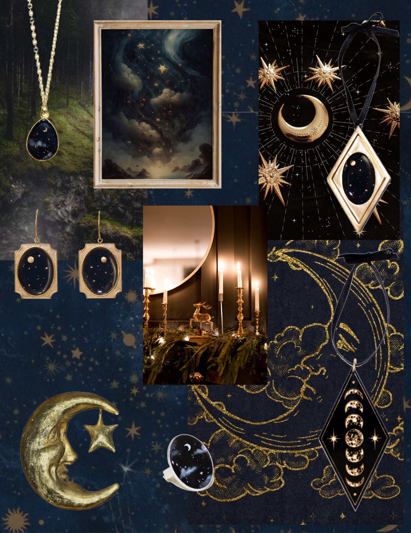 Circle Night Sky Earrings | Gold + Silver