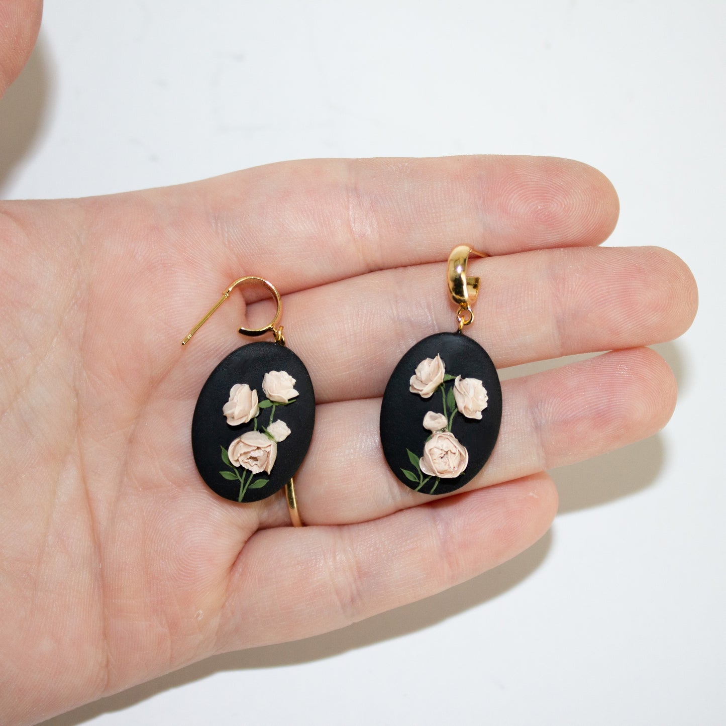 Dark Peony Portrait Earrings | Pre-Order for Kitty Vet Bills :)