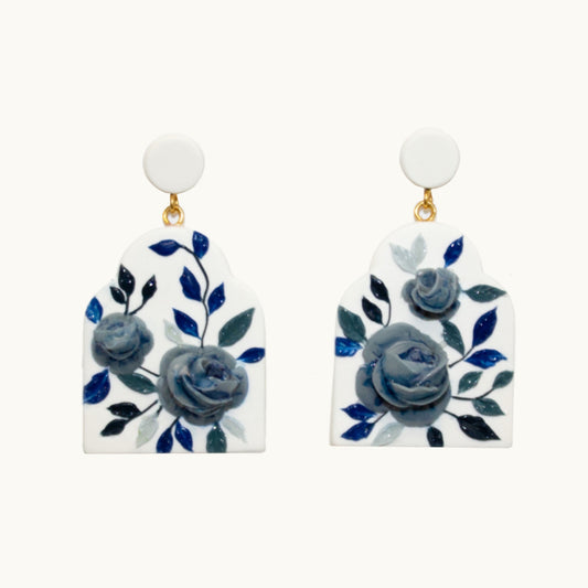 Blue Porcelain Floral Earrings | Porcelain Series