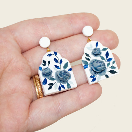 Blue Porcelain Floral Earrings | Porcelain Series