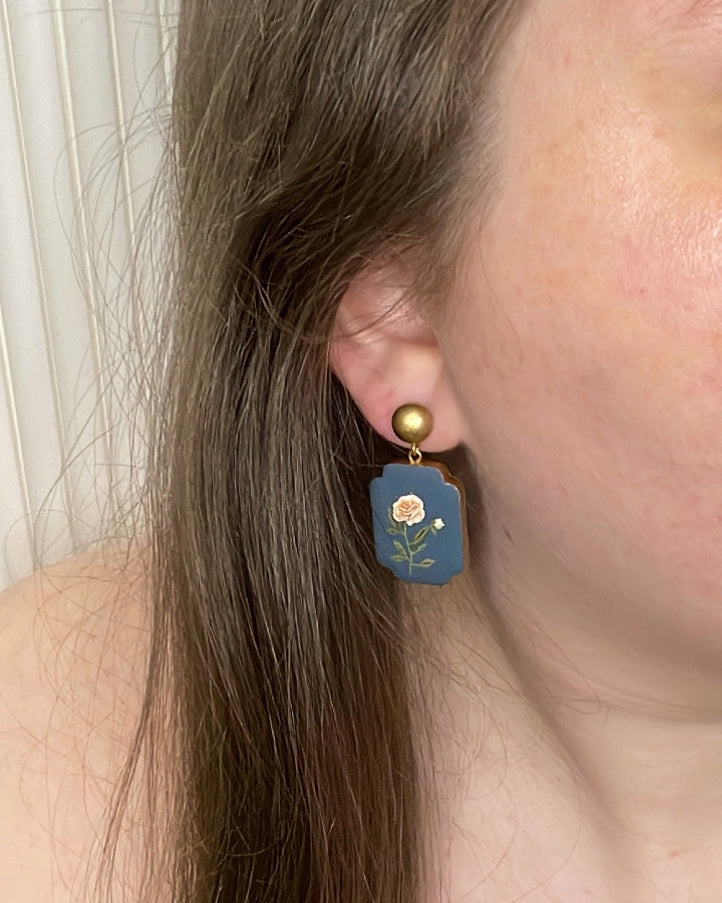 Vintage Rose Drop Earrings