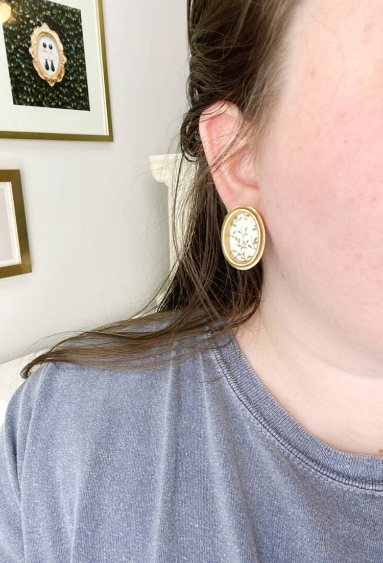 Framed White Rose Studs - Valentine's Day 2023