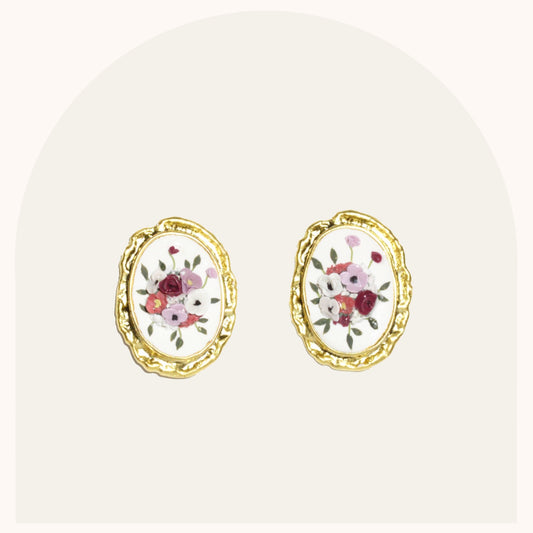 Ovals | Gold Inlay Bouquet Studs