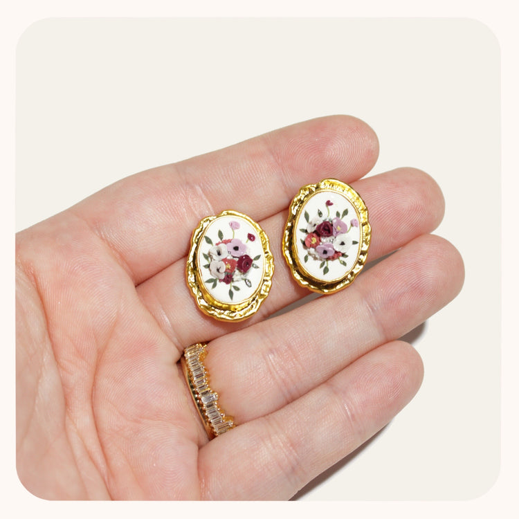 Ovals | Gold Inlay Bouquet Studs