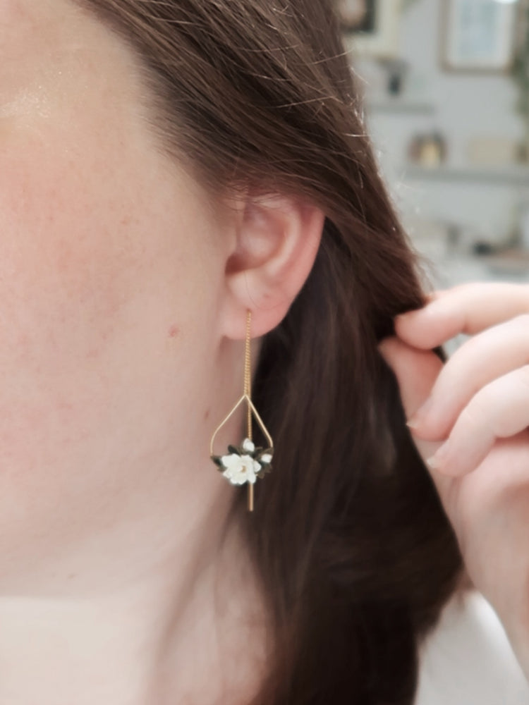 Floating Magnolia Threader Earrings | June 2024