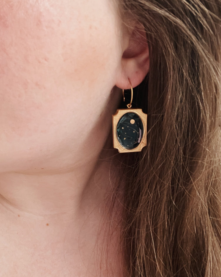 Looking Glass Earrings | Textured Square Frame