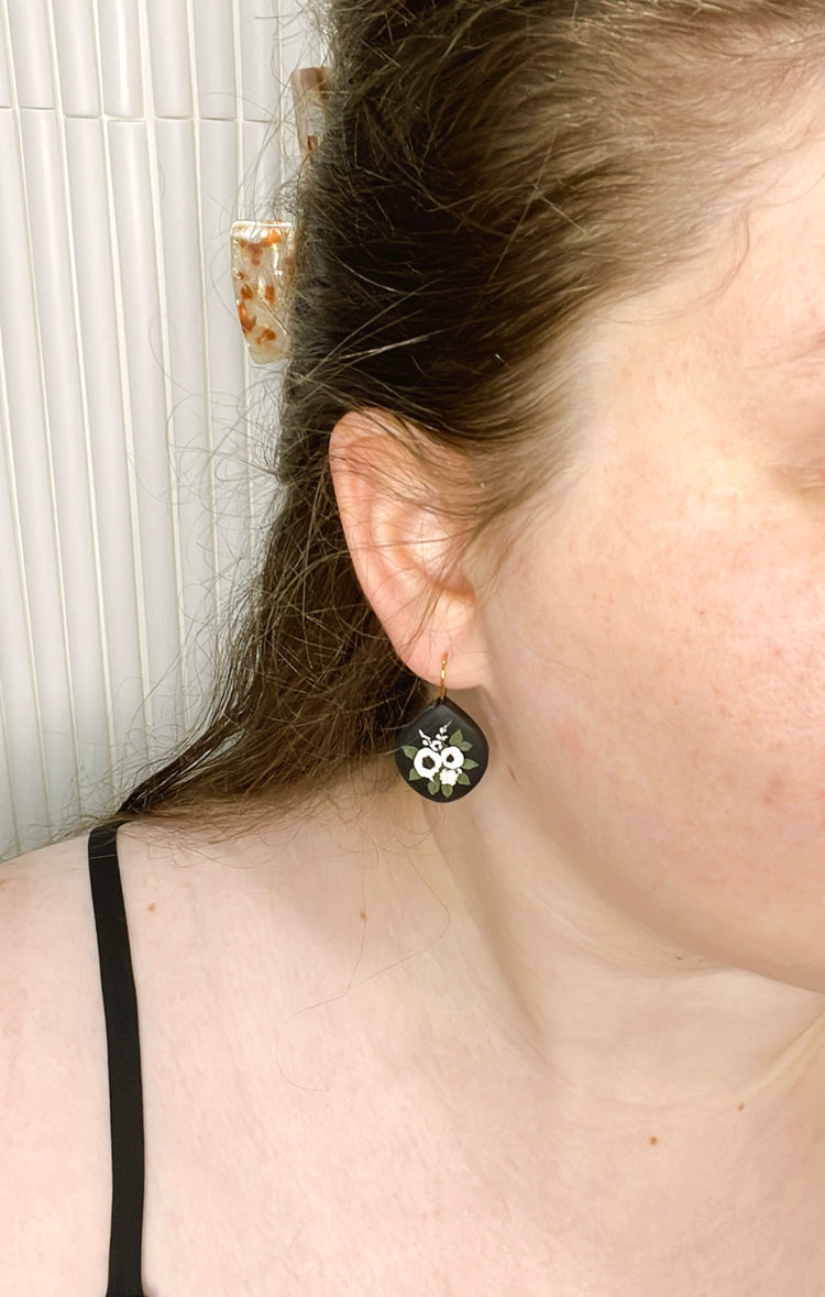 13- Black Poppy Bouquet Earrings