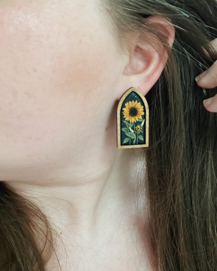 Framed Sunflower Garden Earrings