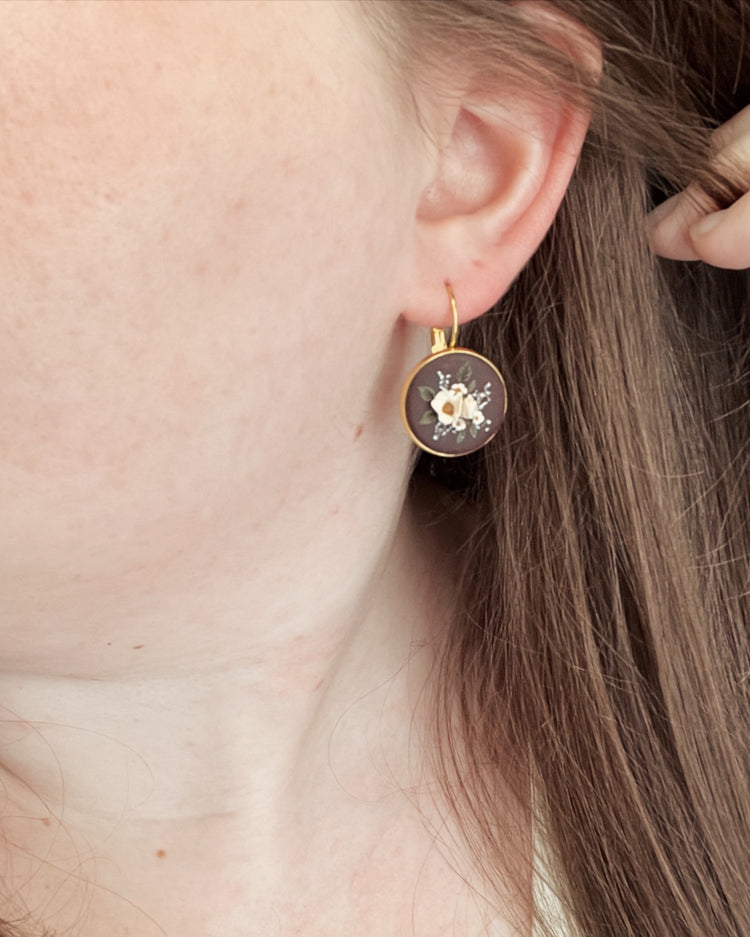 No. 14 | Maroon + Gold Bouquet Earrings