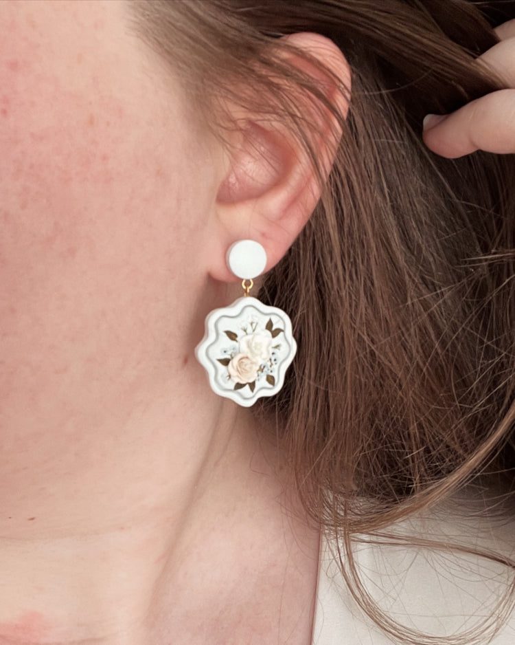 21 | Organic Outlined Peony + Rose Earrings