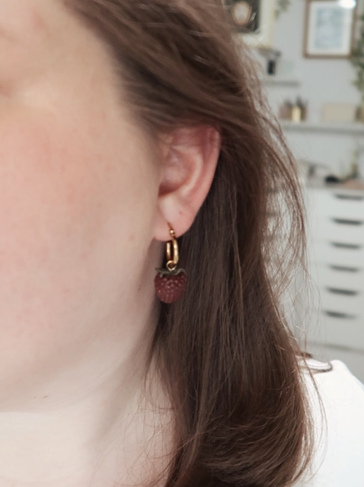 Raspberry Bead Earrings | June 2024