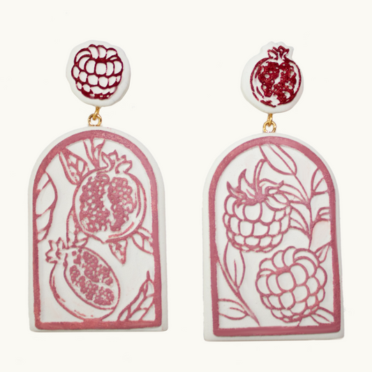 Raspberry + Pomegranate Earrings  | June 2024