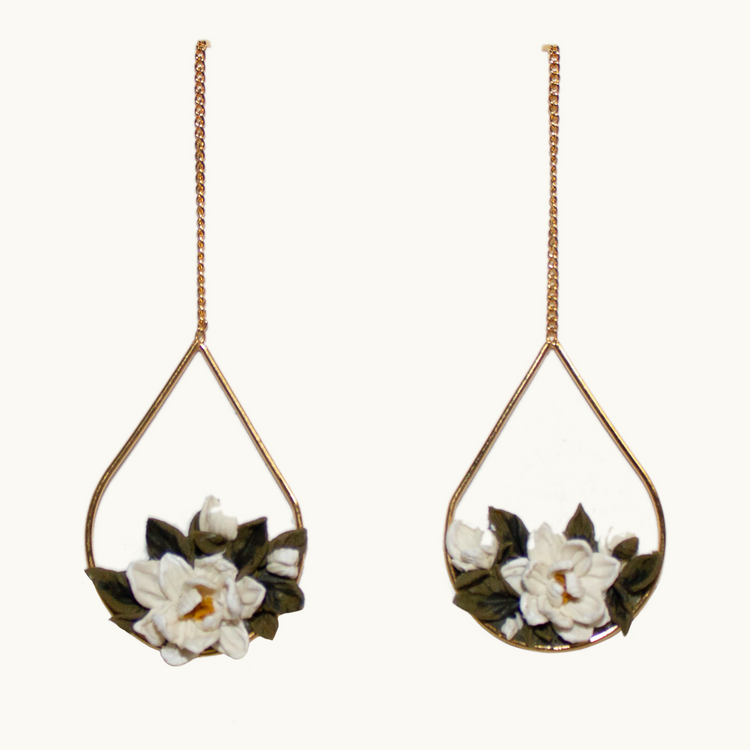 Floating Magnolia Threader Earrings | June 2024