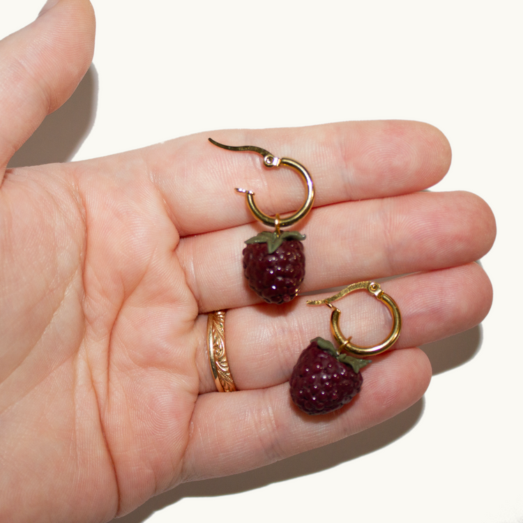 Raspberry Bead Earrings | June 2024