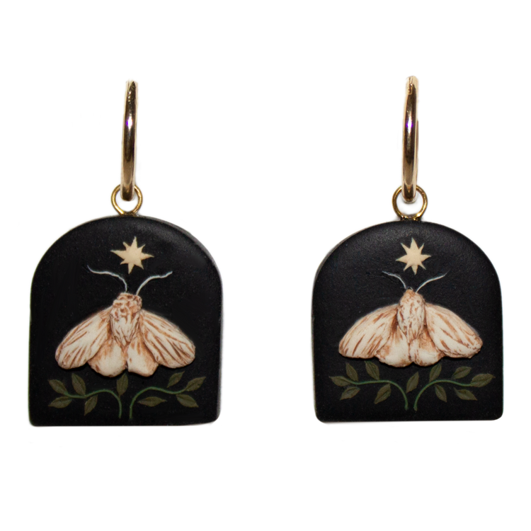 Moth in the Night | Hand Sculpted Earrings