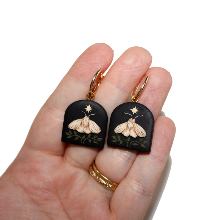 Moth in the Night | Hand Sculpted Earrings