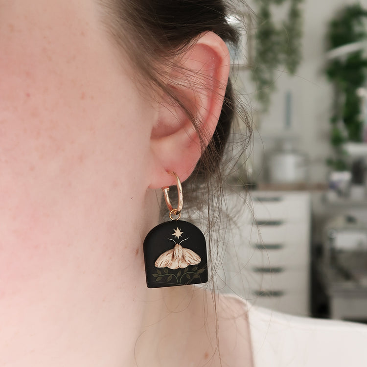 Moth in the Night | Hand Sculpted Earrings