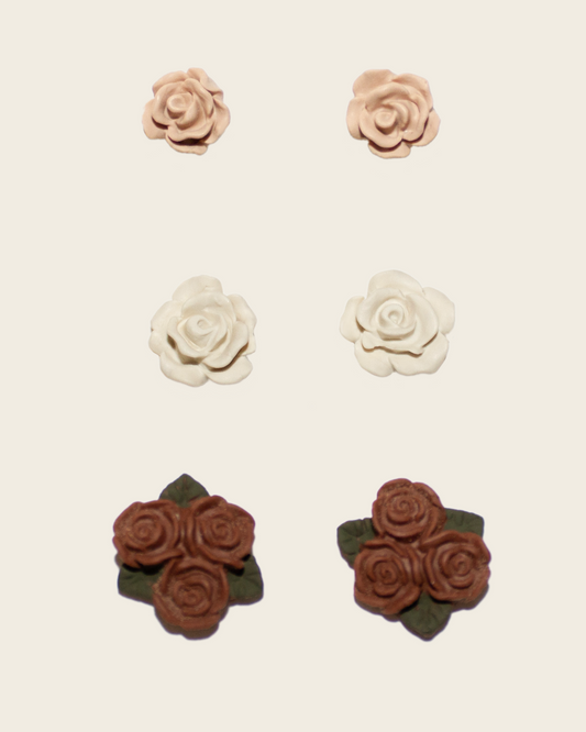 Winter Floral Stud Earring Set