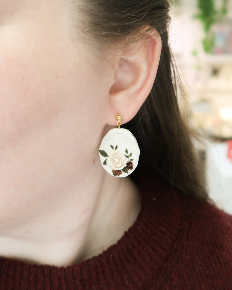 Fall Peony Bouquet Earrings