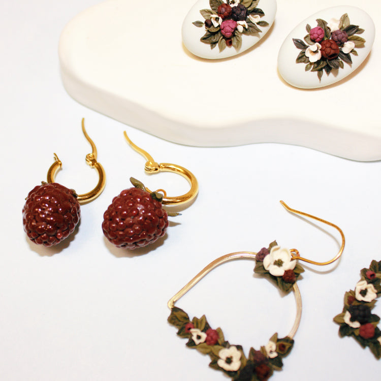 Raspberry Bead Earrings | June 2024