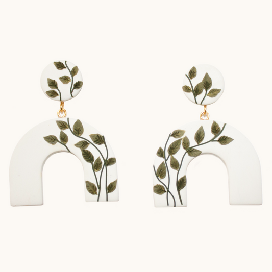 Cream Arch Foliage Earrings