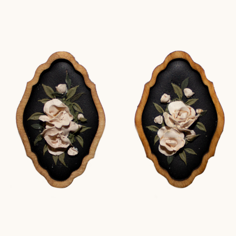 Framed Blush Peony Bouquet Earrings
