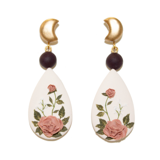 No. 10 | Beaded Moon Floral Earrings
