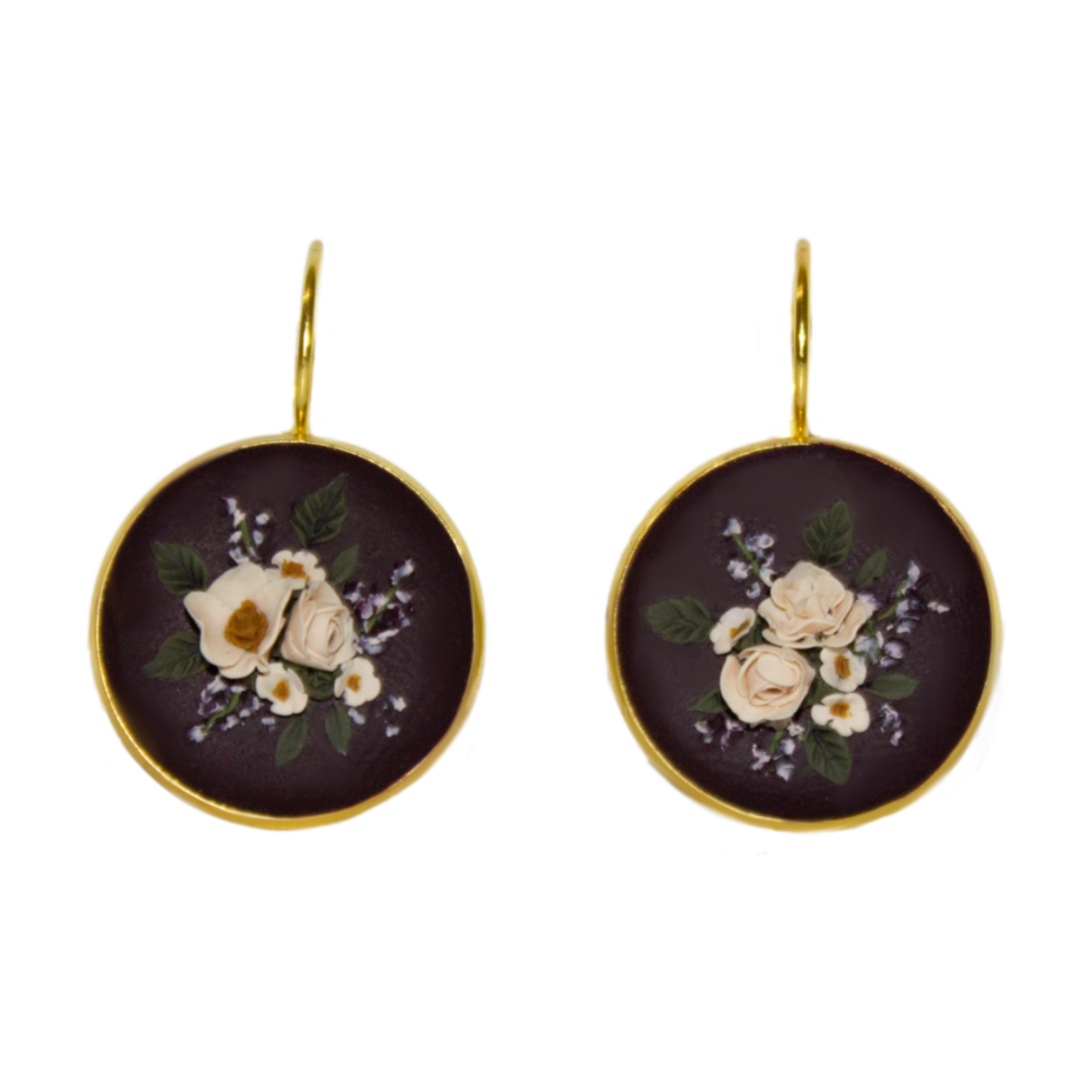 No. 14 | Maroon + Gold Bouquet Earrings