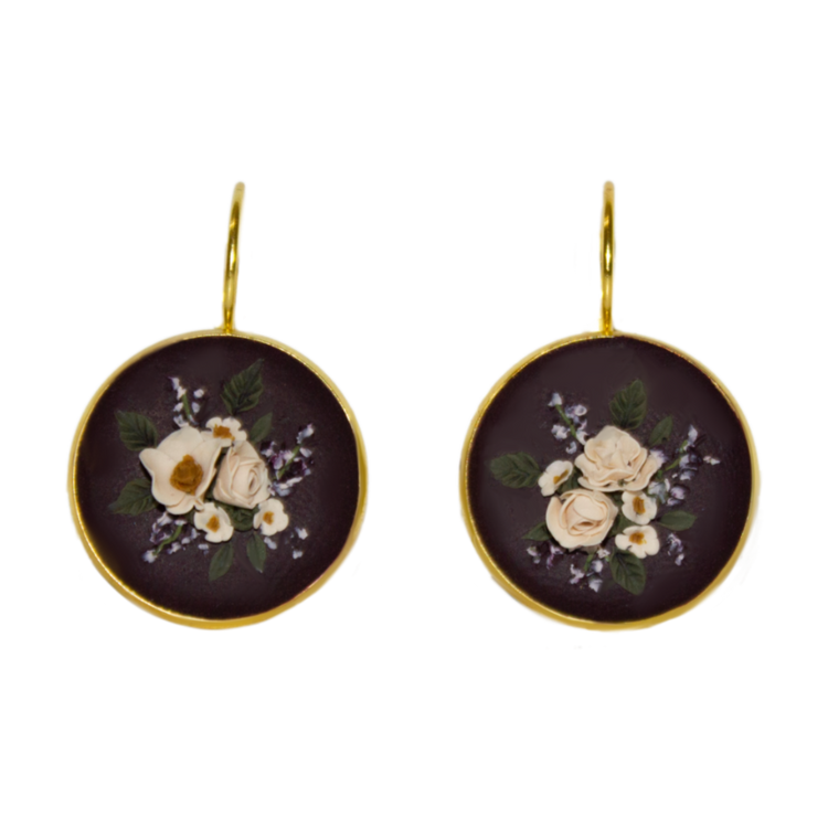 No. 14 | Maroon + Gold Bouquet Earrings