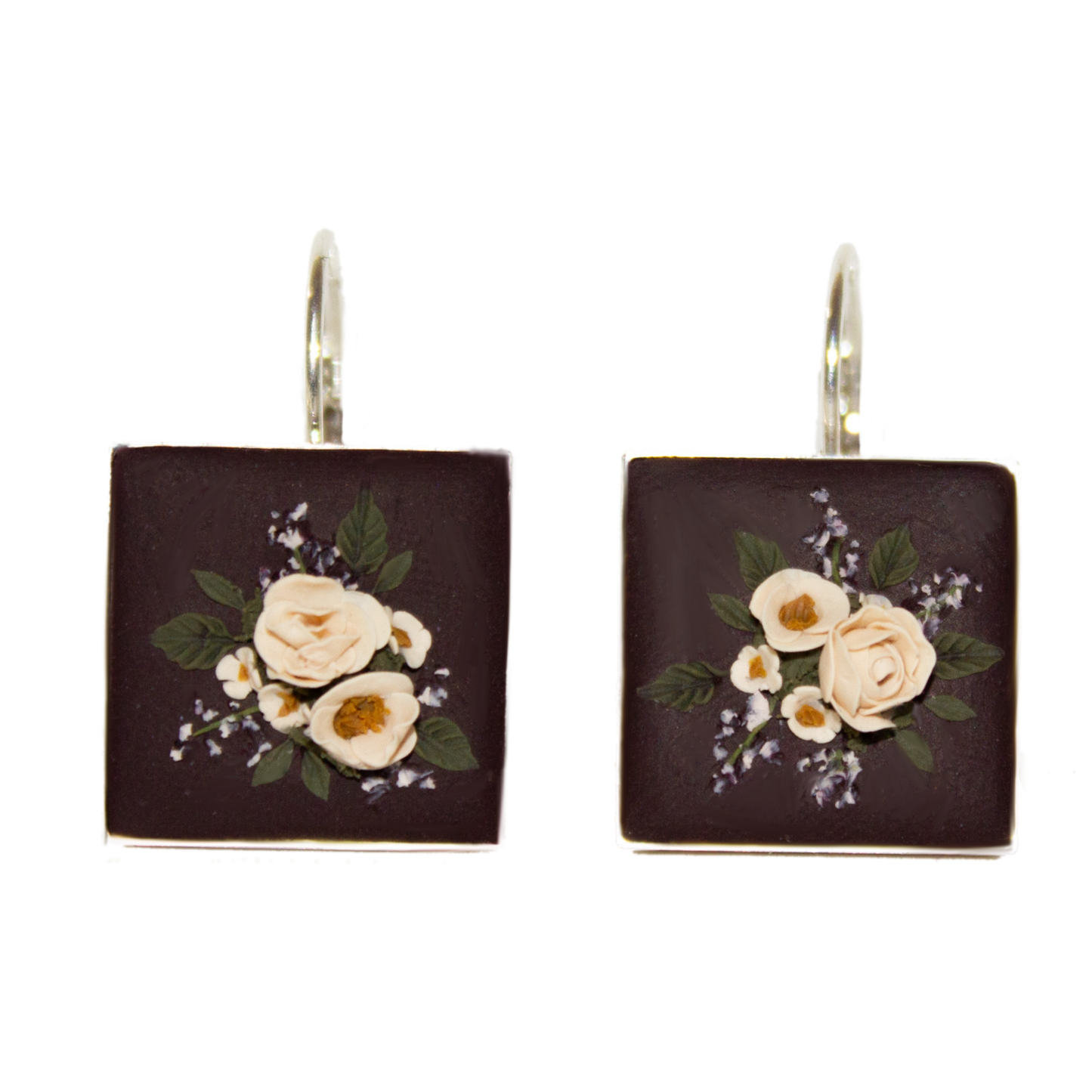 No. 15 | Maroon + Silver Bouquet Earrings