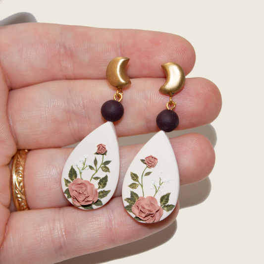 No. 10 | Beaded Moon Floral Earrings