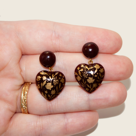 No. 6 | Hand Painted Heart Earrings