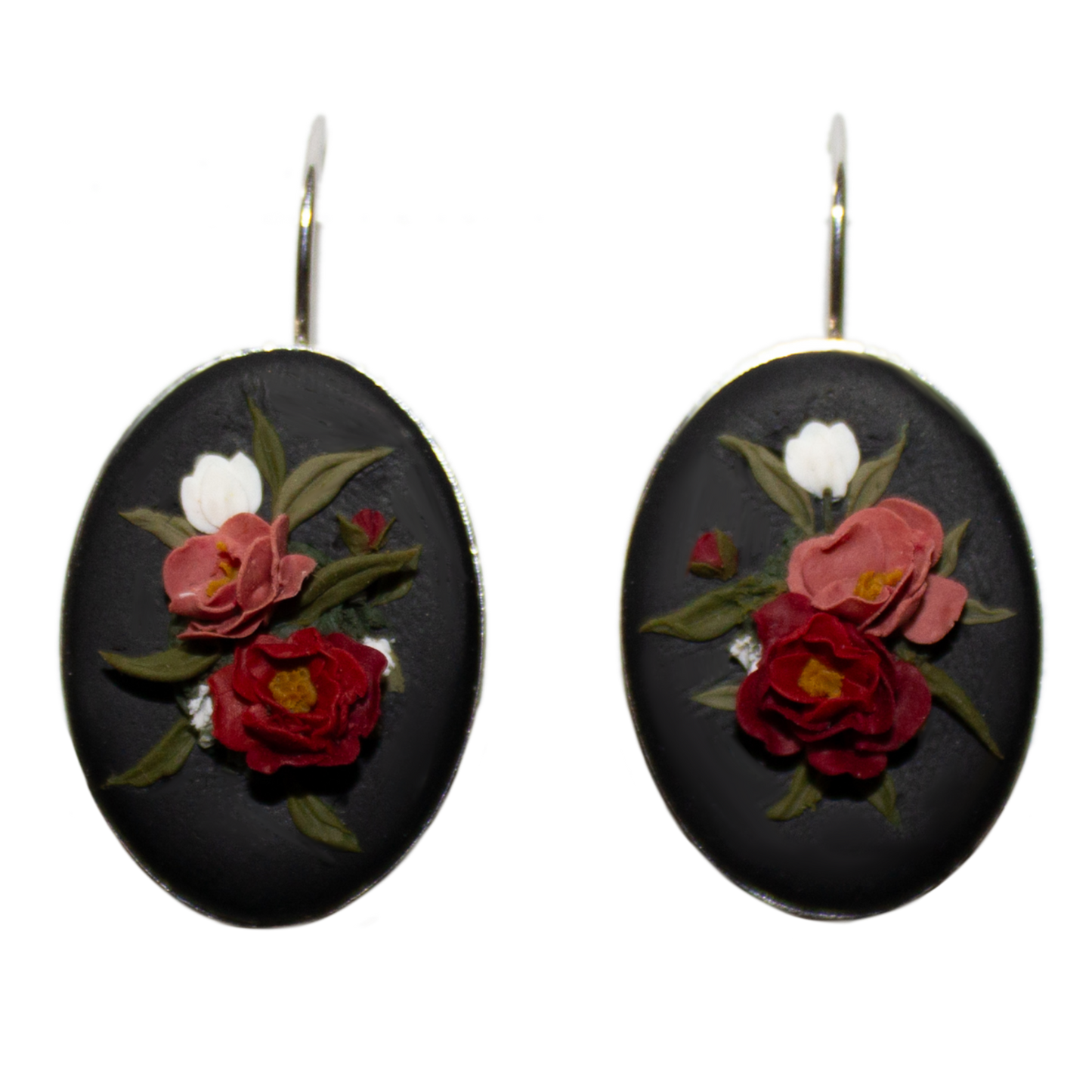 No. 16 | Oval Dark Peony Earrings