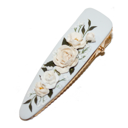 17 | Powder Blue | Peony + Rose Hair Clip