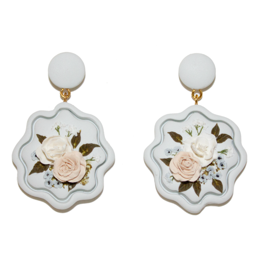 21 | Organic Outlined Peony + Rose Earrings