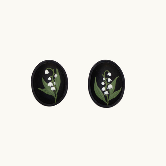 Lily of the Valley Stud Earrings | Black + White Series