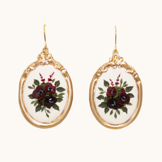 04- Framed Maroon Bouquet Earrings