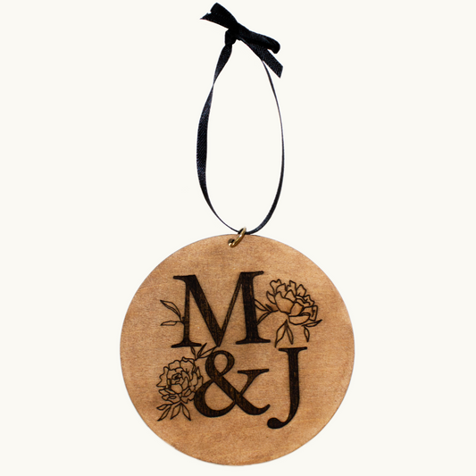 Double Initial Peony Ornament