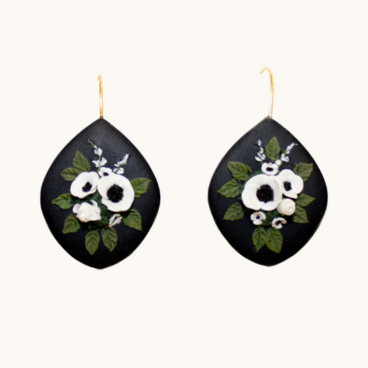 13- Black Poppy Bouquet Earrings