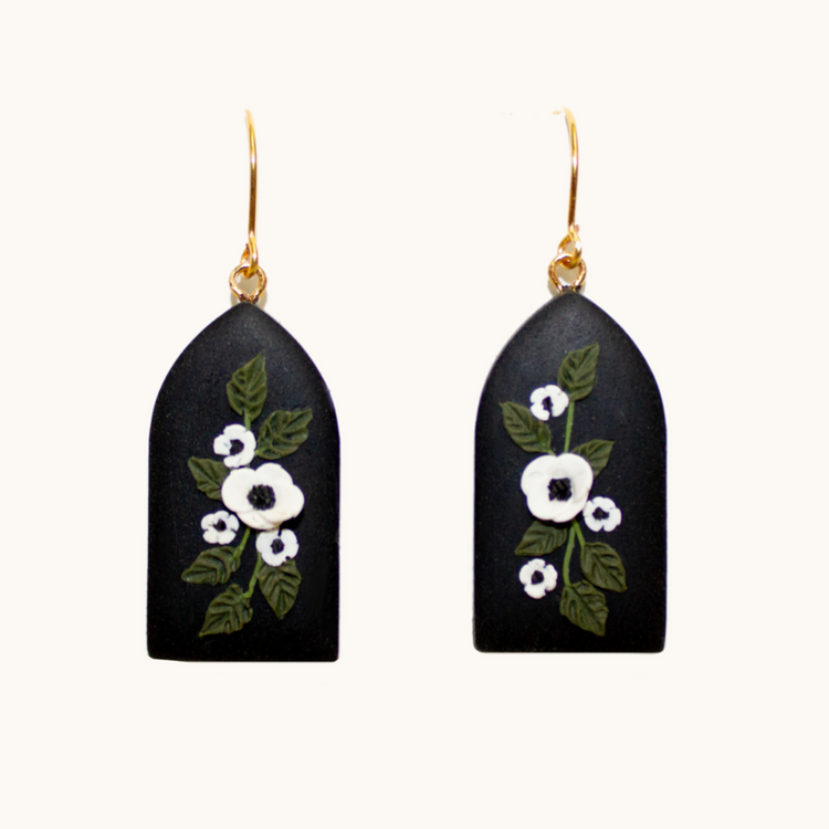 15- Black Cathedral Arch Earrings