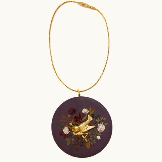 Plum Bouquet + Brass Bird Ornament