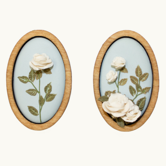 Framed Oval Rose Garden Earrings