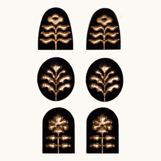 Abstract Floral Stud Earring Set