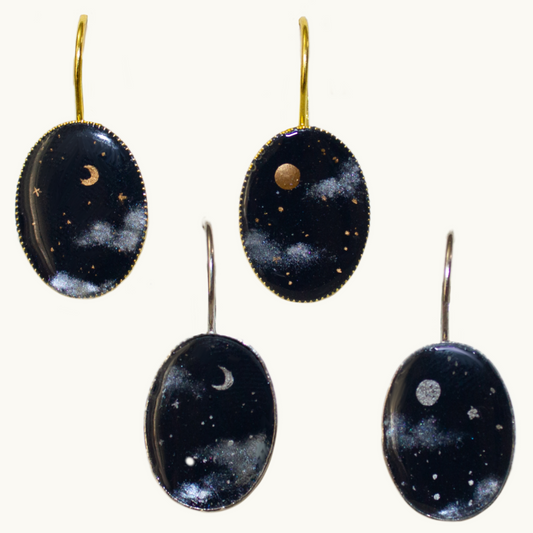 Oval Night Sky Earrings | Gold + Silver