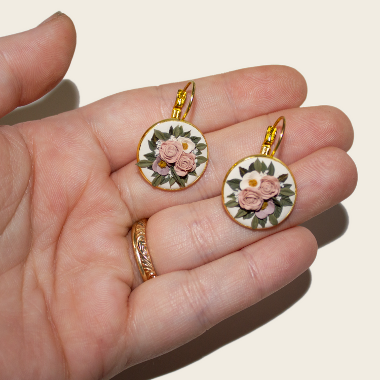 Soft Pink Bouquet Earrings